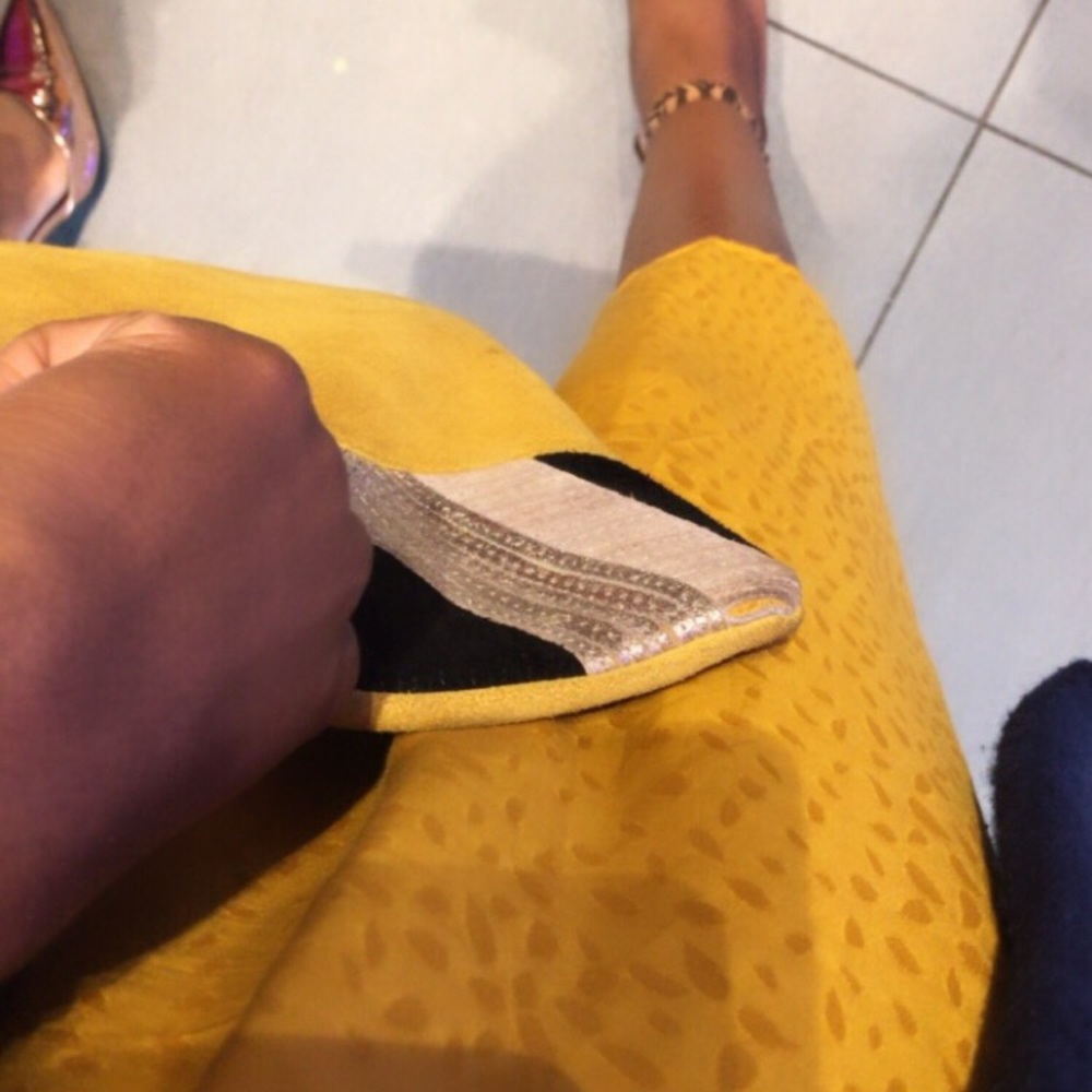 Yellow suede purse
